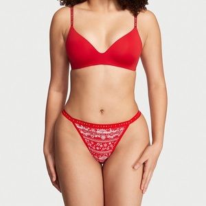 NWT Victoria Secret Panty - Red & White - Size L